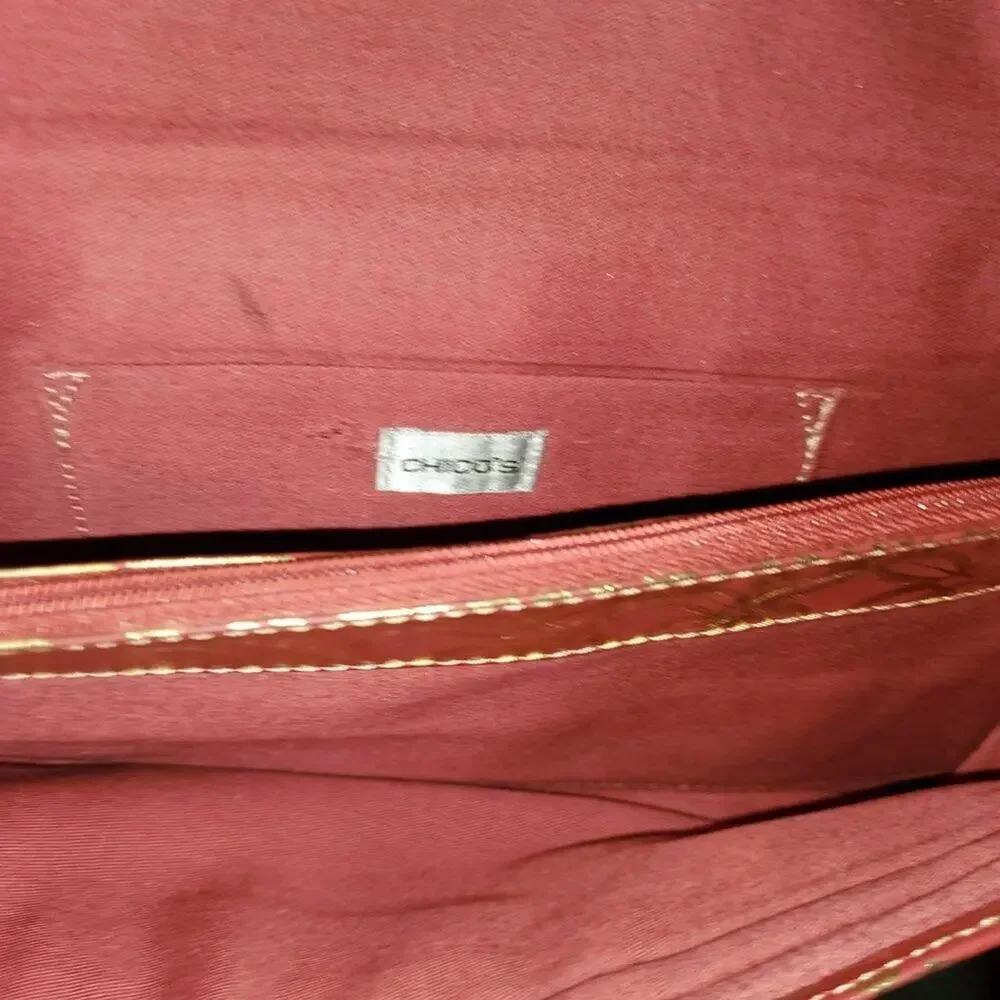 Chico Golden Maroon Clutch || EUC
